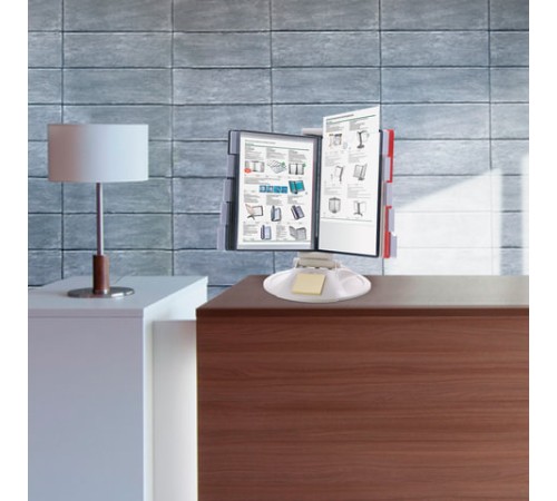 Демосистема настольная на 10 панелей, с 10 цветными панелями А4, серая, BRAUBERG 