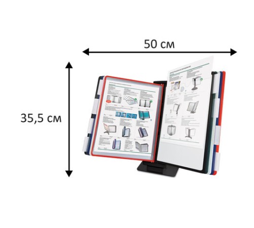 Демосистема настольная/настенная, с 10 цветными панелями А4, металлическая основа, черная, BRAUBERG 