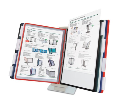 Демосистема настольная/настенная, с 10 цветными панелями А4, металлическая основа, серая, BRAUBERG 