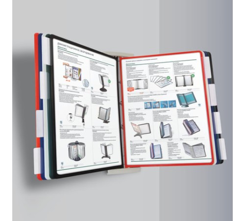 Демосистема настольная/настенная, с 10 цветными панелями А4, металлическая основа, серая, BRAUBERG 