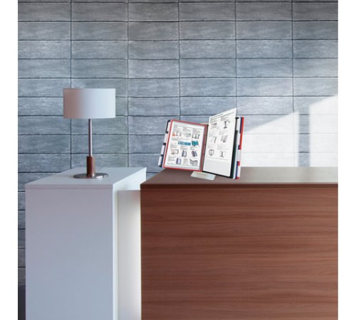 Демосистема настольная/настенная, с 10 цветными панелями А4, металлическая основа, серая, BRAUBERG 