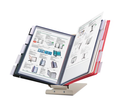 Демосистема настольная/настенная металлическая с 10 цветными панелями А4, серая, BRAUBERG 