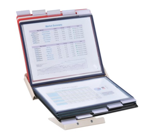 Демосистема настольная/настенная металлическая с 10 цветными панелями А4, серая, BRAUBERG 