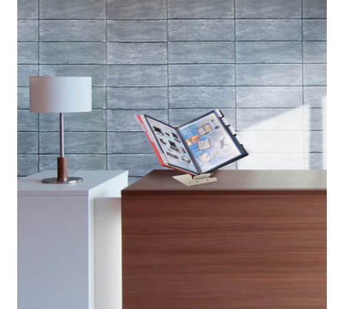 Демосистема настольная/настенная металлическая с 10 цветными панелями А4, серая, BRAUBERG 