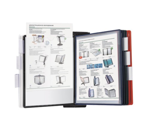 Демосистема настенная, регулируемый угол наклона, 10 цветных панелей А4, черная, BRAUBERG 