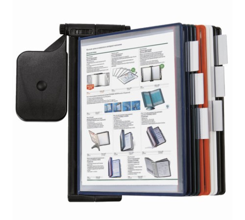 Демосистема настенная, регулируемый угол наклона, 10 цветных панелей А4, черная, BRAUBERG 