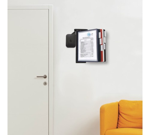 Демосистема настенная, регулируемый угол наклона, 10 цветных панелей А4, черная, BRAUBERG 