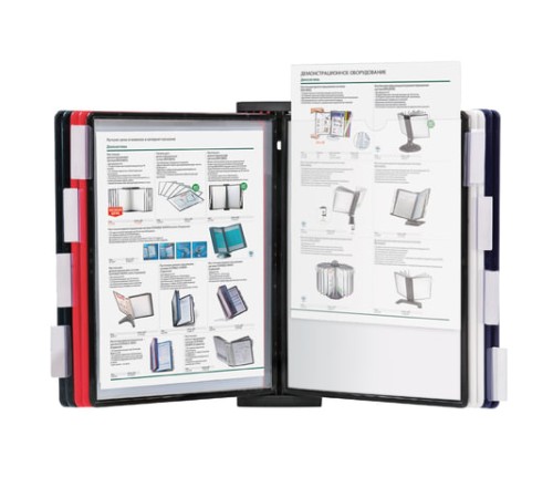 Демосистема настенная с 10 цветными панелями А4, черная, BRAUBERG 