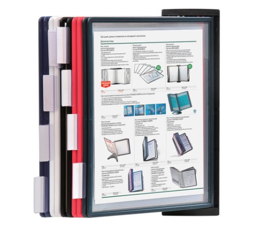 Демосистема настенная с 10 цветными панелями А4, черная, BRAUBERG 