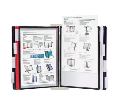 Демосистема настенная с 10 цветными панелями А4, серая, BRAUBERG 