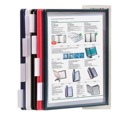 Демосистема настенная с 10 цветными панелями А4, серая, BRAUBERG 