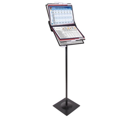 Демосистема напольная металлическая с 10 цветными панелями А4, черная, BRAUBERG 