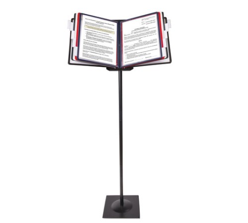 Демосистема напольная металлическая с 10 цветными панелями А4, черная, BRAUBERG 