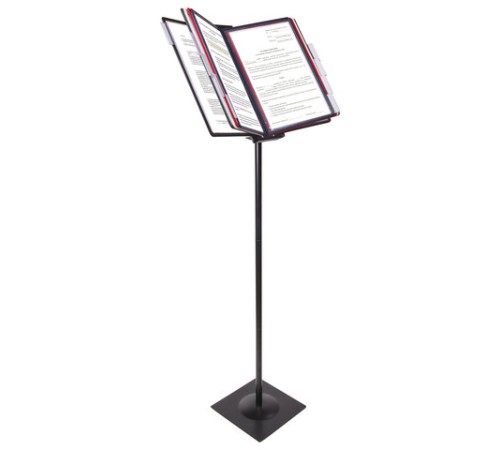 Демосистема напольная металлическая с 10 цветными панелями А4, черная, BRAUBERG 