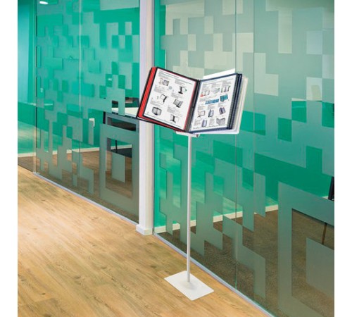 Демосистема напольная металлическая с 10 цветными панелями А4, серая, BRAUBERG 