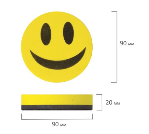 Стиратель магнитный для магнитно-маркерной доски, круглый, диаметр 90 мм, 