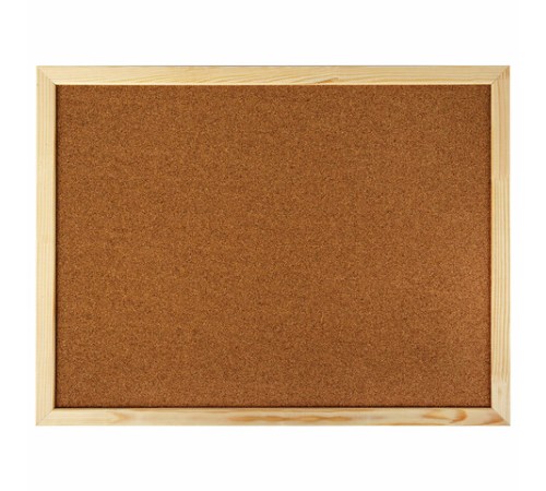 Доска пробковая для объявлений 45х60 см, деревянная рамка, ГАРАНТИЯ 10 лет, РОССИЯ, BRAUBERG, 236859