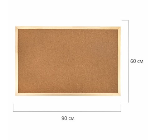 Доска пробковая для объявлений 60х90 см, деревянная рамка, ГАРАНТИЯ 10 ЛЕТ, РОССИЯ, BRAUBERG, 236860