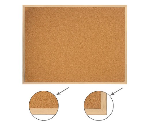 Доска пробковая для объявлений 90х120 см, деревянная рамка, ГАРАНТИЯ 10 ЛЕТ, РОССИЯ, BRAUBERG, 236861