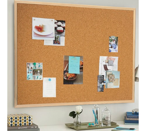 Доска пробковая для объявлений 90х120 см, деревянная рамка, ГАРАНТИЯ 10 ЛЕТ, РОССИЯ, BRAUBERG, 236861