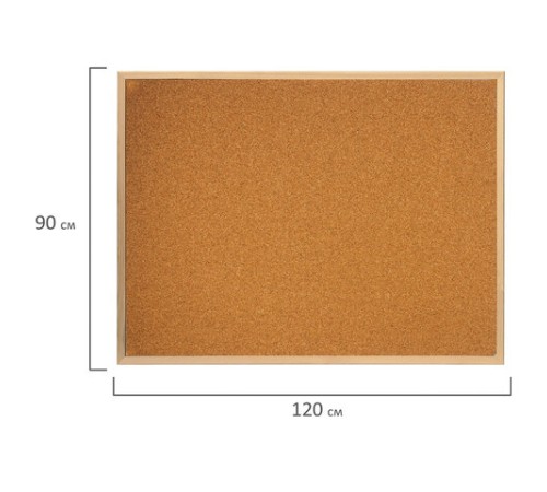 Доска пробковая для объявлений 90х120 см, деревянная рамка, ГАРАНТИЯ 10 ЛЕТ, РОССИЯ, BRAUBERG, 236861