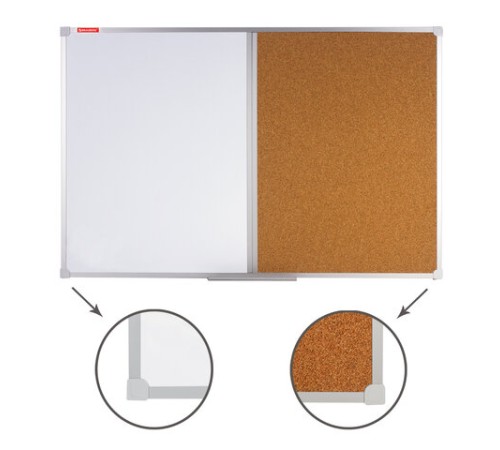 Доска комбинированная: магнитно-маркерная, пробковая для объявлений, 60х90 см, РОССИЯ, BRAUBERG, 236864