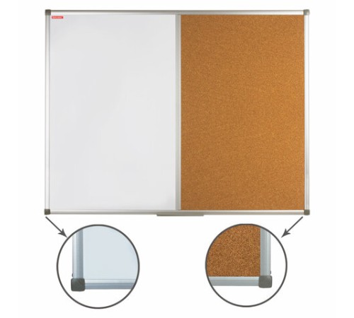 Доска комбинированная: магнитно-маркерная, пробковая для объявлений, 90х120 см, РОССИЯ, BRAUBERG, 236865