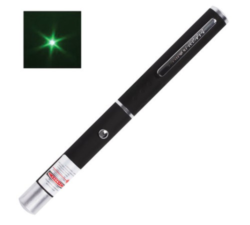 Указка лазерная, радиус 1000 м, зеленый луч, черный корпус, клип, футляр, TP-GP-17