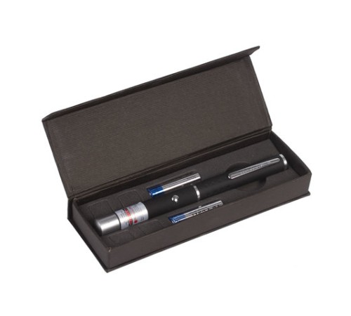 Указка лазерная, радиус 1000 м, зеленый луч, черный корпус, клип, футляр, TP-GP-17