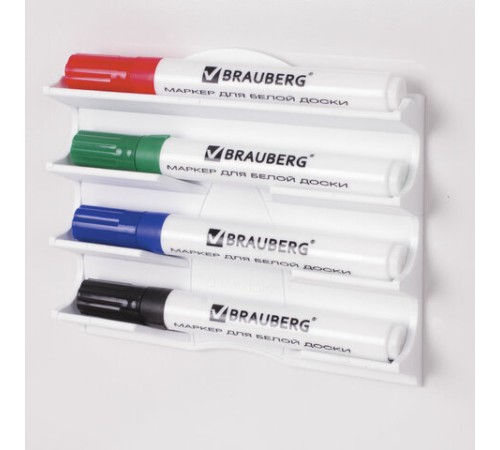 Держатель магнитный для 4 маркеров для доски (130х152 мм), BRAUBERG 