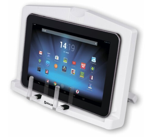 Подставка для книг и учебников BRAUBERG, регулируемый наклон, пластик, белая, 237445