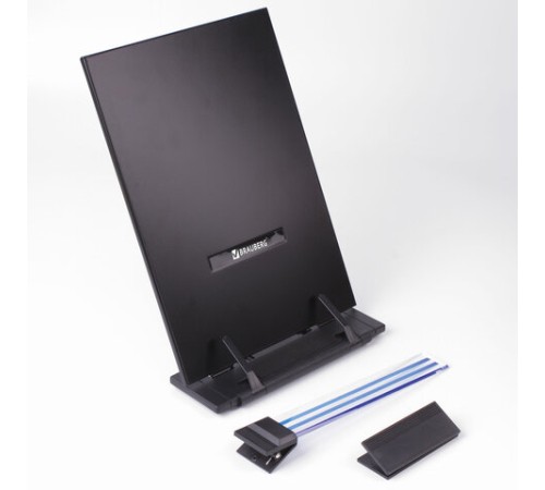 Подставка для книг и учебников BRAUBERG, большая, регулируемый наклон, металл/пластик, черная, 237447