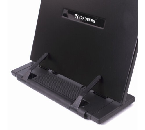 Подставка для книг и учебников BRAUBERG, большая, регулируемый наклон, металл/пластик, черная, 237447
