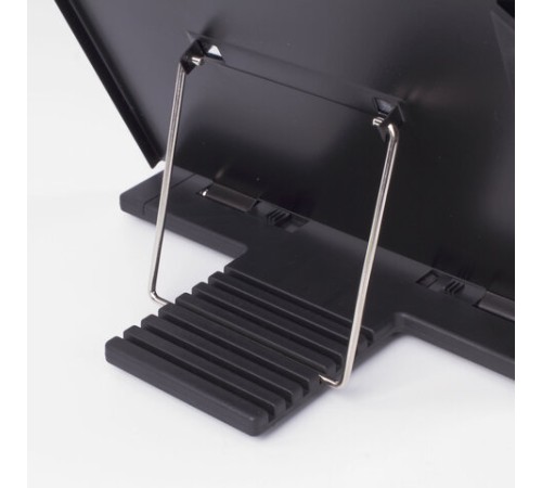 Подставка для книг и учебников BRAUBERG, большая, регулируемый наклон, металл/пластик, черная, 237447