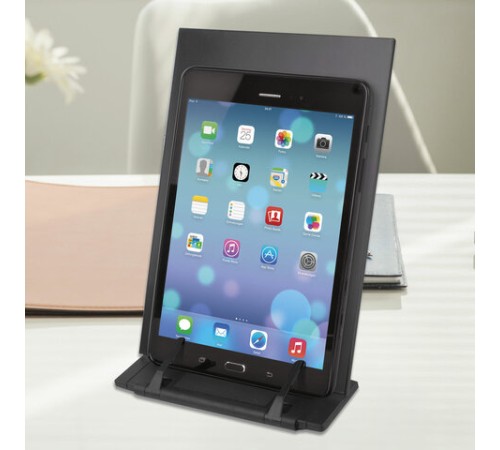 Подставка для книг и учебников BRAUBERG, большая, регулируемый наклон, металл/пластик, черная, 237447