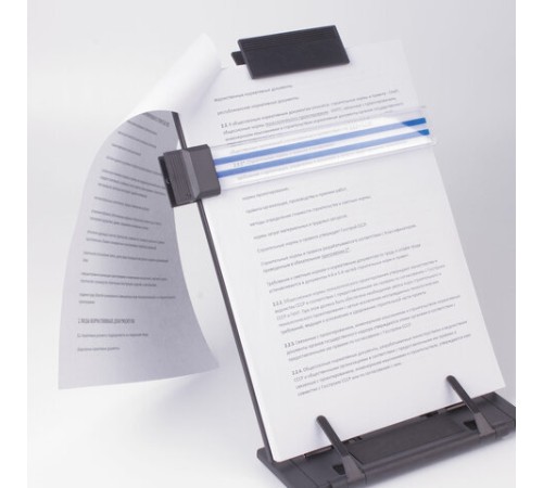 Подставка для книг и учебников BRAUBERG, большая, регулируемый наклон, металл/пластик, черная, 237447