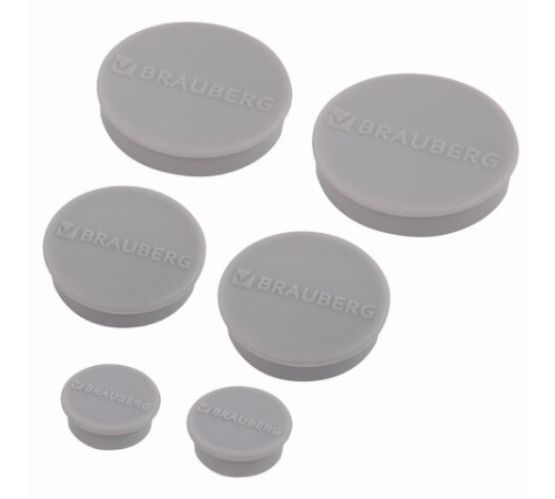 Магниты МОЩНЫЕ, НАБОР 20 мм - 2 шт., 30 мм - 2 шт., 40 мм - 2 шт., серые, BRAUBERG 