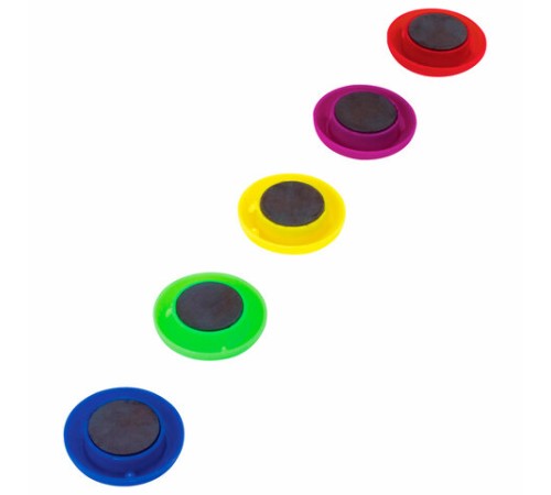 Магниты СРЕДНЕГО ДИАМЕТРА, 30 мм, НАБОР 5 штук, цвет АССОРТИ, в блистере, STAFF 