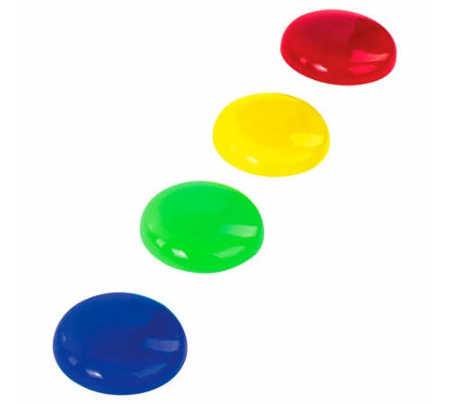 Магниты БОЛЬШОГО ДИАМЕТРА, 40 мм, НАБОР 4 штуки, цвет АССОРТИ, в блистере, STAFF 