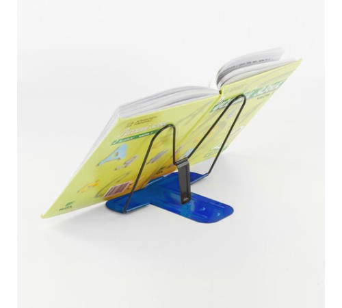 Подставка для книг и учебников ЮНЛАНДИЯ ПРЕМИУМ, металлическая, синяя, европодвес, 237823