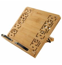 Подставка для книг и планшетов бамбуковая резная BRAUBERG, 28х20 см, регулируемый наклон, 237897