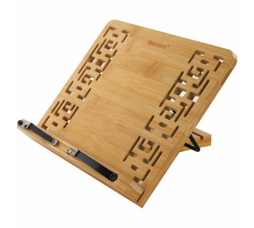 Подставка для книг и планшетов бамбуковая резная BRAUBERG, 28х20 см, регулируемый наклон, 237897