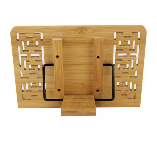 Подставка для книг и планшетов бамбуковая резная BRAUBERG, 28х20 см, регулируемый наклон, 237897