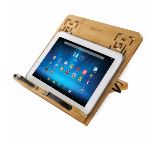 Подставка для книг и планшетов бамбуковая резная BRAUBERG, 28х20 см, регулируемый наклон, 237897