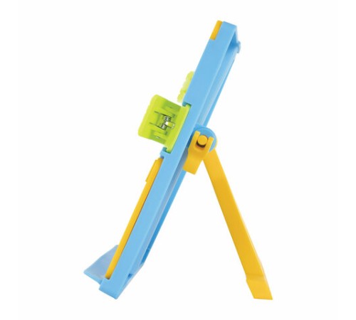 Подставка для книг ЮНЛАНДИЯ, с боковыми зажимами, регулируемый наклон, пластик, голубая, 237899