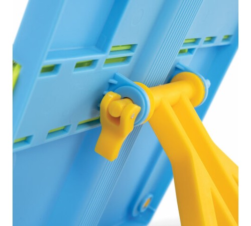 Подставка для книг ЮНЛАНДИЯ, с боковыми зажимами, регулируемый наклон, пластик, голубая, 237899