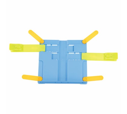 Подставка для книг ЮНЛАНДИЯ, с боковыми зажимами, регулируемый наклон, пластик, голубая, 237899