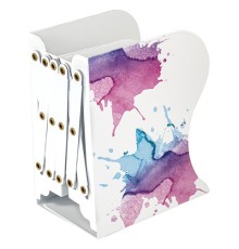 Подставка-держатель для книг и учебников BRAUBERG, раздвижная, металлическая, белая с печатью, 237903