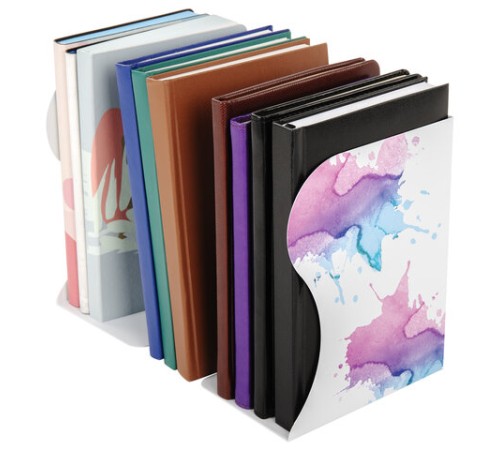 Подставка-держатель для книг и учебников BRAUBERG, раздвижная, металлическая, белая с печатью, 237903