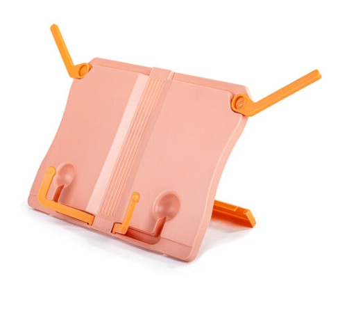Подставка для книг и учебников ЮНЛАНДИЯ, регулируемый наклон, ABS-пластик, розовая, 237906